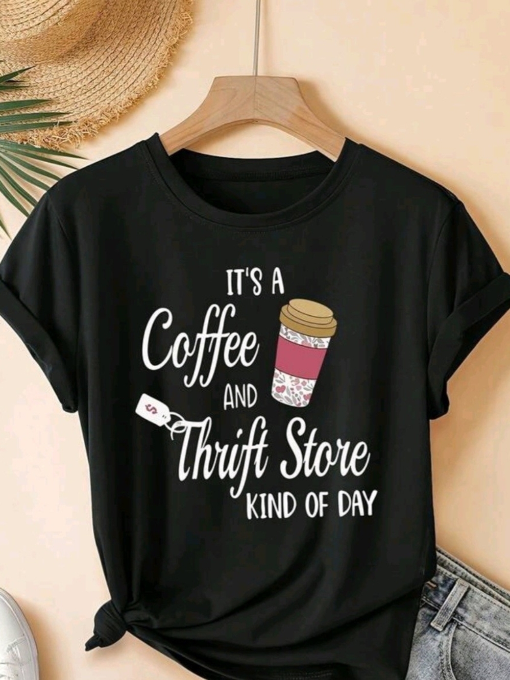 Coffee & Thrift Store Graphic Tee - Black
